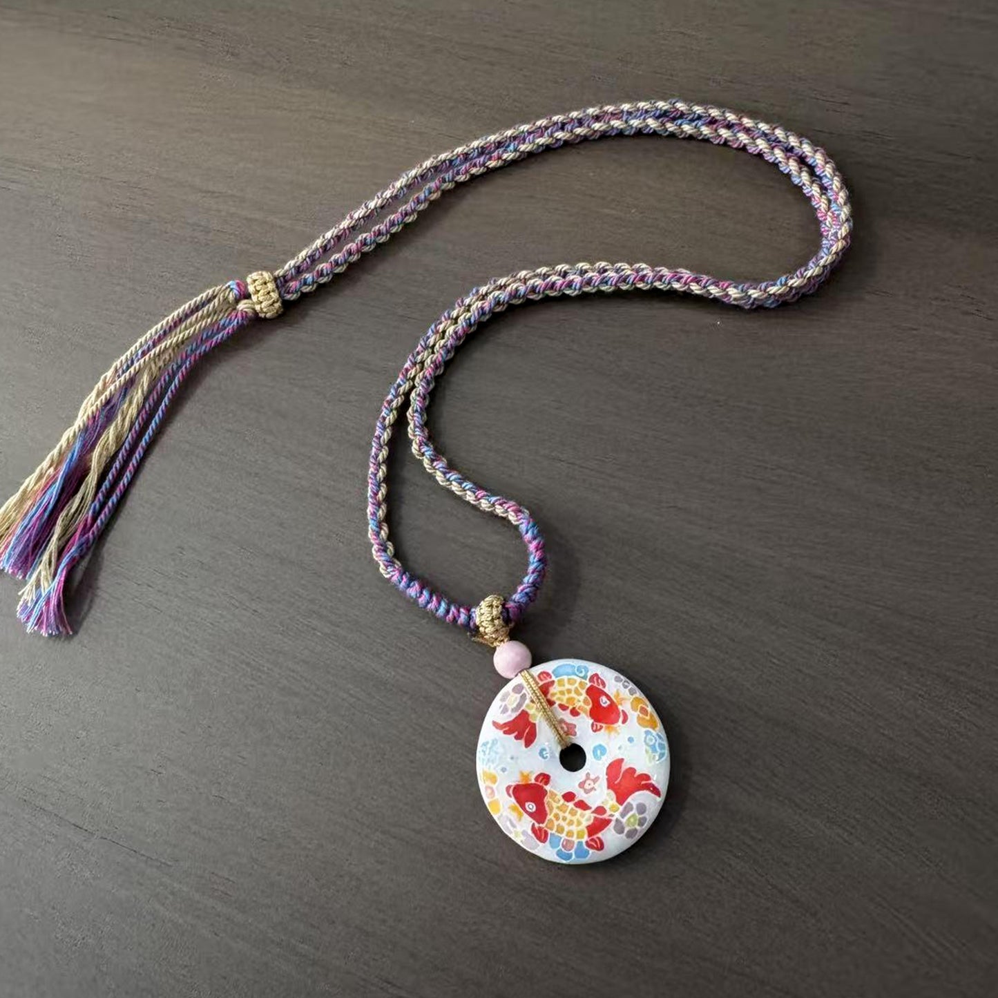 Myriad Blooms Porcelain Collection-Chinese Porcelain Ping An Kou Necklace